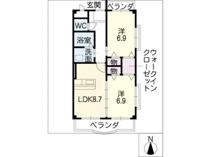 サンシャインアソシエ(2DK/2階)の間取り写真