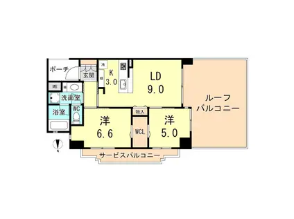 セレッソコート西宮北口リアライズ(2LDK/2階)の間取り写真