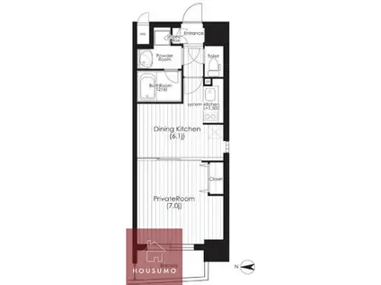 南森町プライマリーワン(1DK/4階)の間取り写真