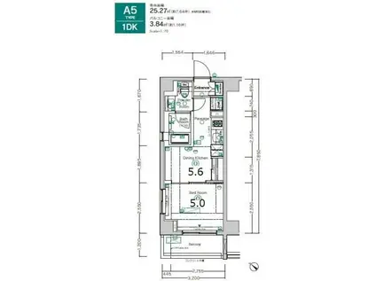 XEBEC長原(1DK/5階)の間取り写真