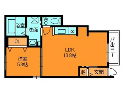 CASA香芝(1LDK/1階)の間取り写真