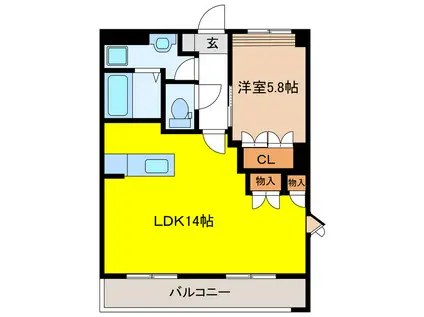 ボワイーストガーデン(1LDK/2階)の間取り写真