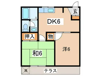 斉藤ハイツB(2DK/1階)の間取り写真