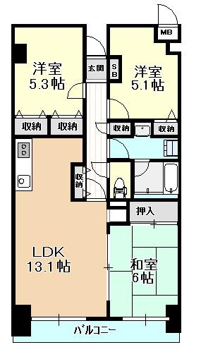 エクセル熊取(3LDK/3階)の間取り写真