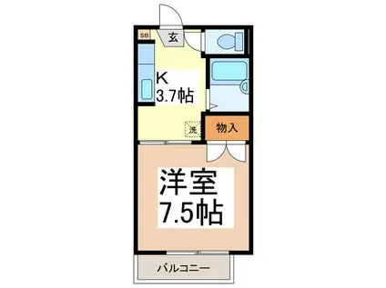 ベルメゾンこしの(1K/1階)の間取り写真