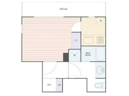 ガーラ芝御成門(1K/14階)の間取り写真