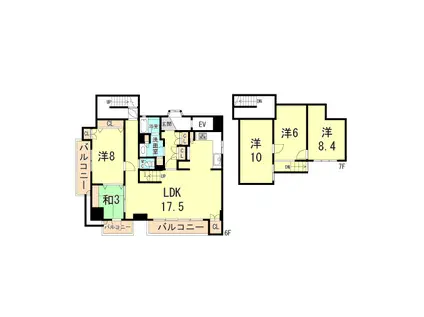 ル・トワ・ノワール(5LDK/6階)の間取り写真