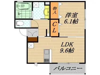 RIVIERE太子橋(1LDK/2階)の間取り写真