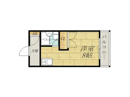 内本町しんぐるハイツ(ワンルーム/3階)の間取り写真