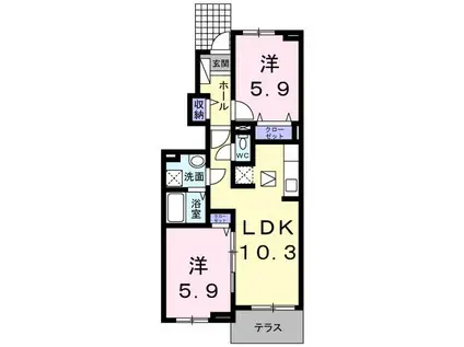 シルバーストン III(2LDK/1階)の間取り写真