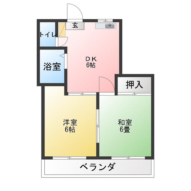 メゾン鎌ヶ谷(2DK/2階)の間取り写真