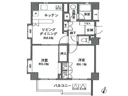 フレール早稲田(2LDK/2階)の間取り写真