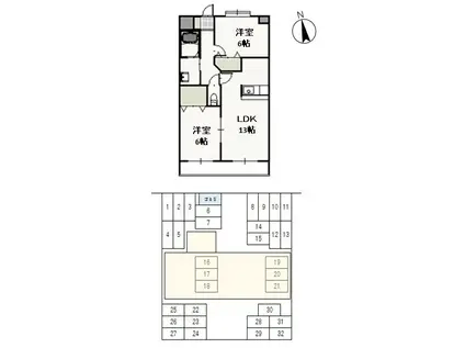 プレジール奥田(2LDK/3階)の間取り写真