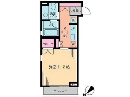 ラフィーネ渋谷本町(1K/1階)の間取り写真