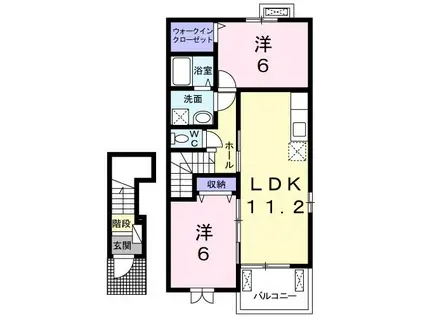 ミルキーV(2LDK/2階)の間取り写真