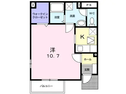 セリシール(1K/1階)の間取り写真