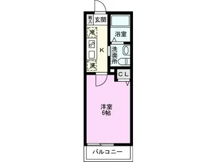 ウエストハイム吉川高富(1K/1階)の間取り写真