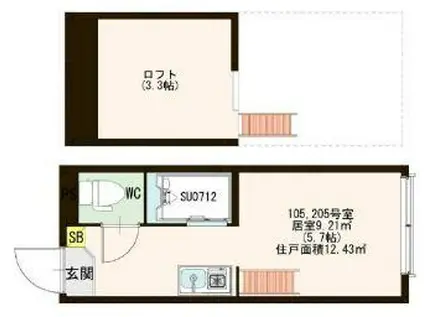 クライムヒルズII(1K/1階)の間取り写真
