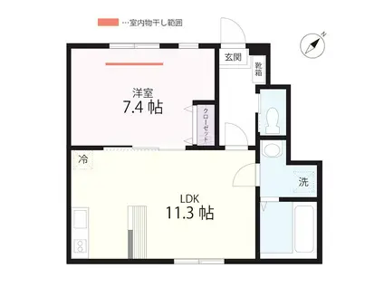 クワイエット クラブ ハウス ミックス 天王町(1LDK/1階)の間取り写真