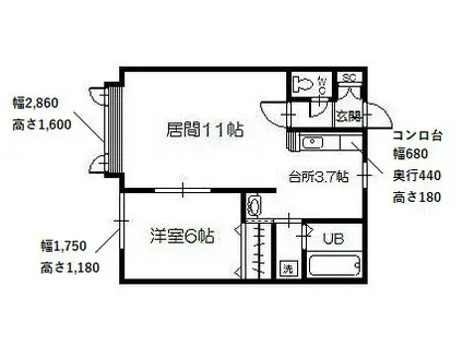 CIELOII(1LDK/1階)の間取り写真