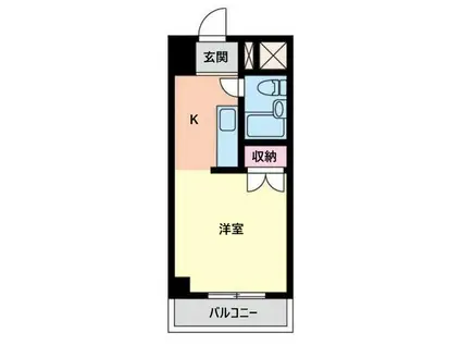 レジデンス睦(1K/4階)の間取り写真