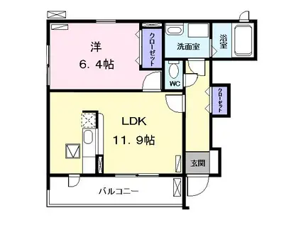 カルム クワトロ(1LDK/1階)の間取り写真