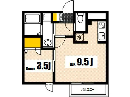 ONEL江波東(1LDK/1階)の間取り写真