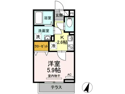 パークケー(1K/1階)の間取り写真