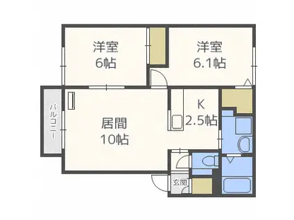 ルミエール シエルI(2LDK/2階)の間取り写真