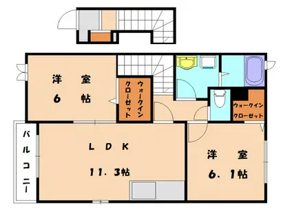 フーガ津屋崎I(2LDK/2階)の間取り写真