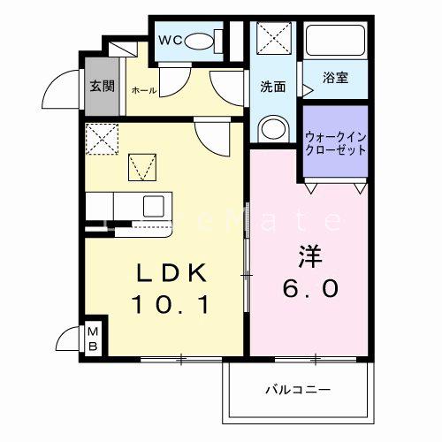 プレミアスペースII(1LDK/1階)の間取り写真