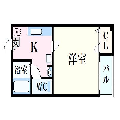ハイエスト 田町(1K/5階)の間取り写真