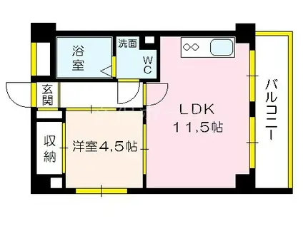 圓相第二マンション(1LDK/2階)の間取り写真