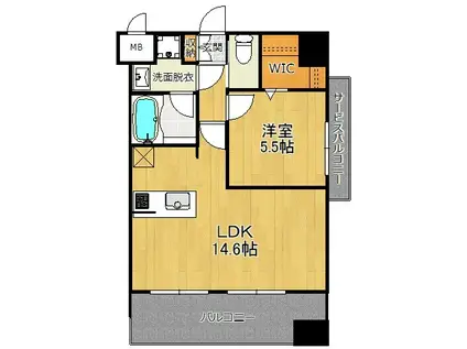 エンクレスト博多イースト PARK(1LDK/4階)の間取り写真