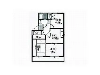 サンシェイド(3DK/1階)の間取り写真