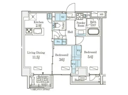 アクアレジデンス錦糸町 旧ベルファース錦糸町(2LDK/7階)の間取り写真
