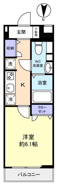 LUXENA勝田台(1K/1階)の間取り写真