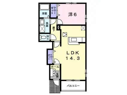 アルドール・レジデンスA(1LDK/1階)の間取り写真