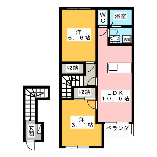ヴェールメゾン(2LDK/2階)の間取り写真