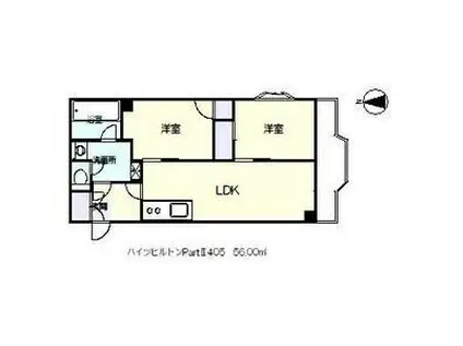 ハイツヒルトン・パートII(2LDK/4階)の間取り写真