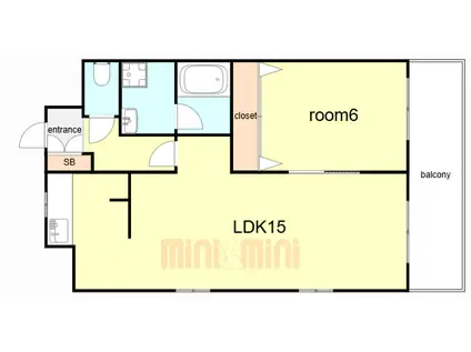 エクセル菅原(1LDK/6階)の間取り写真