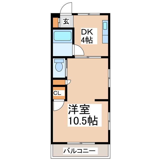二本木ヒルズ(1DK/2階)の間取り写真