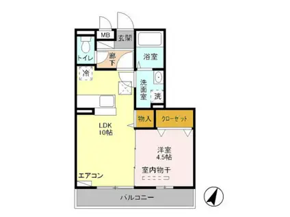 エクレール・カナ(1LDK/1階)の間取り写真