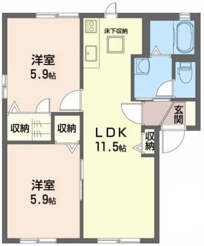 シャーメゾン エチュード B(2LDK/1階)の間取り写真