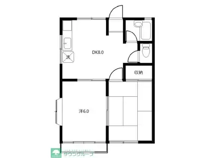 グーテスハウス(2DK/2階)の間取り写真