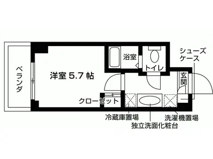 ウエリスアイビー門戸厄神(ワンルーム/2階)の間取り写真