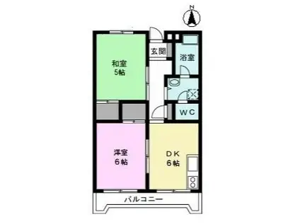 コーポ濱野(2DK/2階)の間取り写真