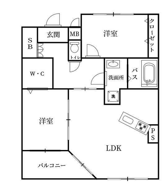 KO OLINA D(2LDK/2階)の間取り写真