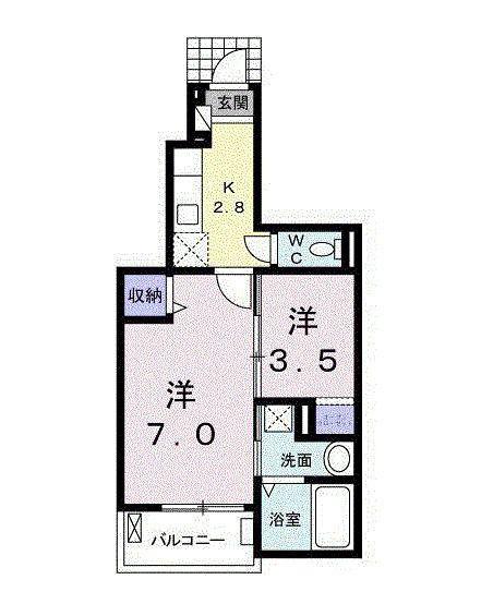 ル シェル ブルーB(2K/1階)の間取り写真
