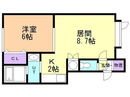 アラモード東室蘭(1LDK/2階)の間取り写真